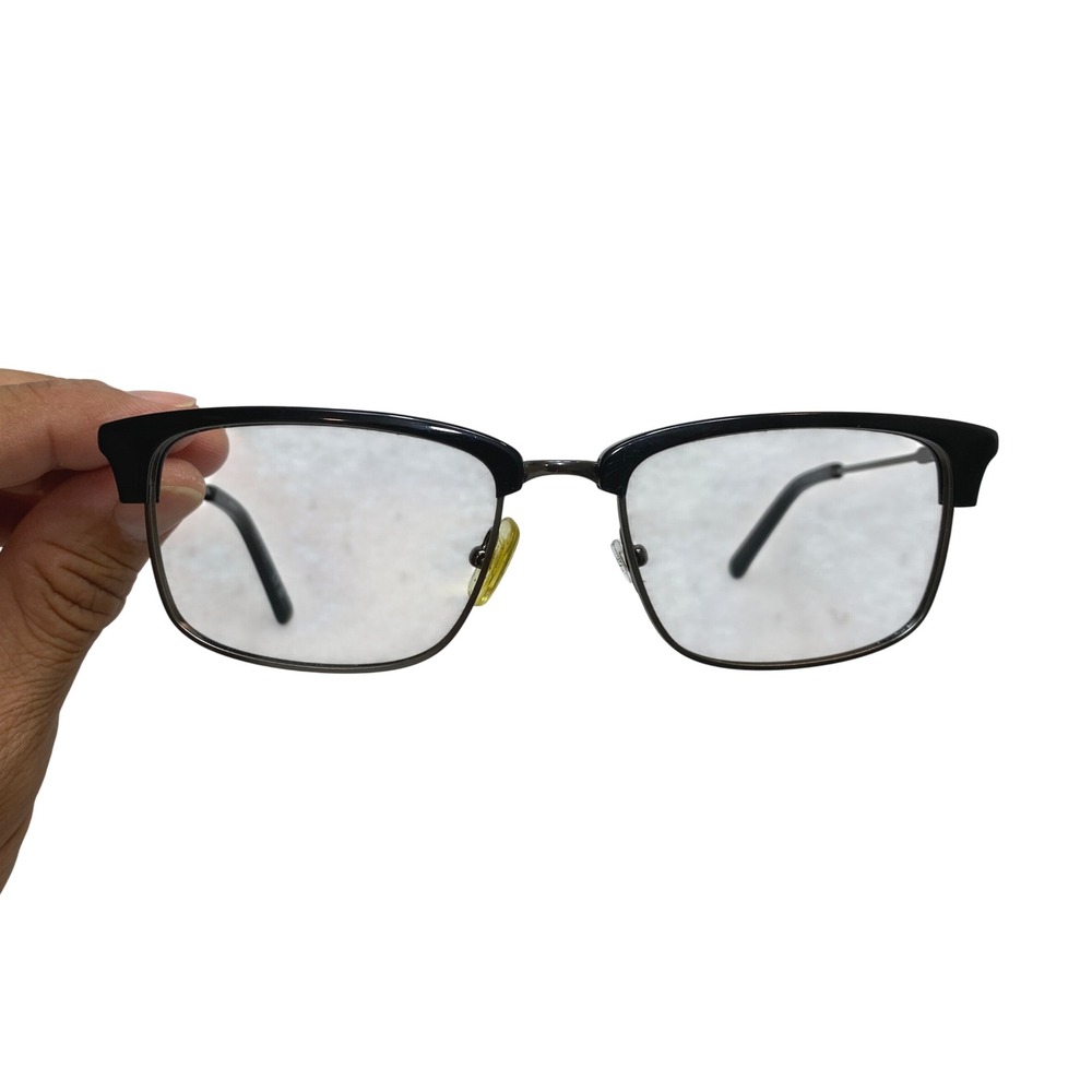 Marchon NYC Eyeglasses Unisex Black Gunmetal 2309 Clubmaster Browline Frames